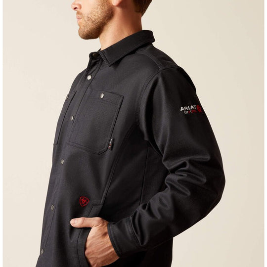 Ariat Men's Flame Resistant Ripstop Softshell Flame Resist Shirt Jacket Black - 10052103 - Overlook Boots