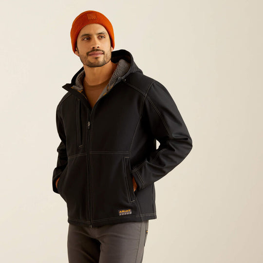 Ariat Men's Rebar Sherpa Stretch Canvas Softshell Jacket Black - 10052112 Small / Black / Standard - Overlook Boots