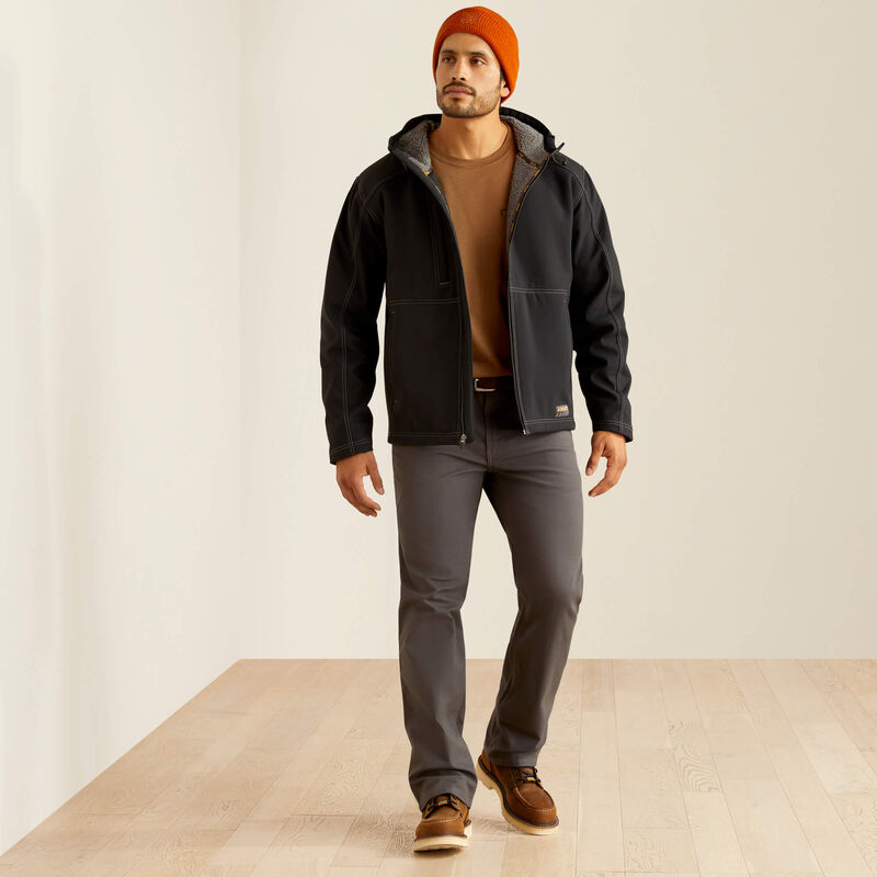 Ariat Men's Rebar Sherpa Stretch Canvas Softshell Jacket Black - 10052112 - Overlook Boots