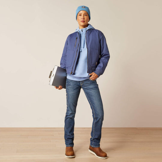 Ariat Women's Rebar Stretch Canvas Bomber Jacket Blue - 10052994 Small / Blue Indigo - Overlook Boots