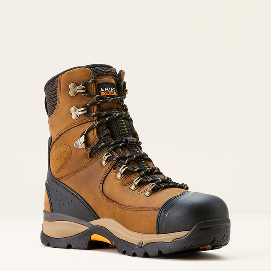 Ariat Men's Endeavor 8" Carbon Toe Waterproof Insulated Work Boot -Brown- 10053571 7 / Medium / Brown - Overlook Boots