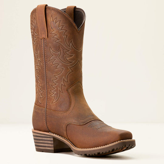 Ariat Men's Hybrid Roughstock Square Toe Waterproof Cowboy Boot -Brown- 10053577 7 / Medium / Brown - Overlook Boots