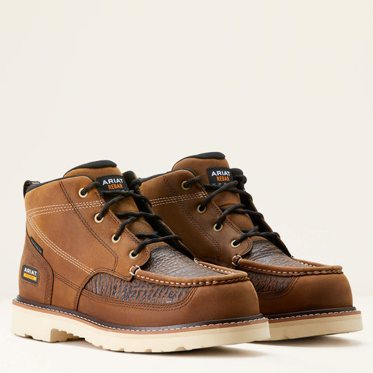 Ariat Men's Rebar Lift 5.5" Composite Toe Chukka Work Boot - Distressed Brown/Sharkskin Print - 10053586 6 / Medium / Brown - Overlook Boots