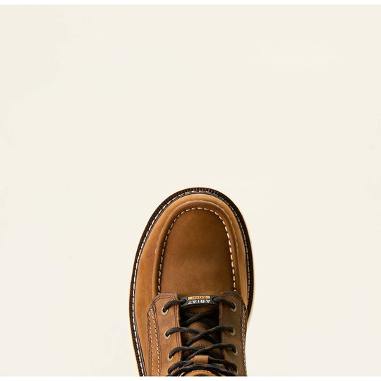 Ariat Men's Rebar 6" Soft Toe Moc Toe Waterproof Wedge Work Boot - Distressed Brown - 10053614 - Overlook Boots