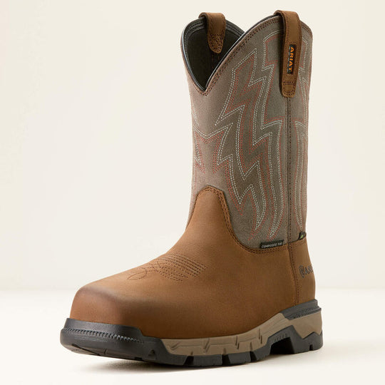 Ariat Men's Rebar Flex SD Composite Toe Slip Resistant Western Work Boot - Brownstone - 10053616 - Overlook Boots