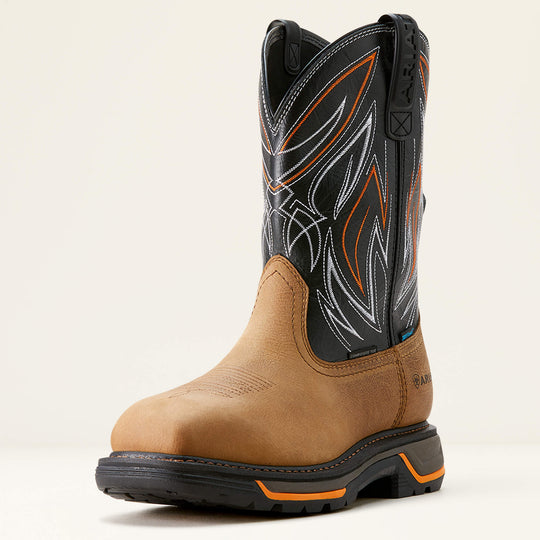 Ariat Men's Big Rig BOA 11" Composite Toe Waterproof Western Work Boot - Natural Tan/Black - 10053617 - Overlook Boots