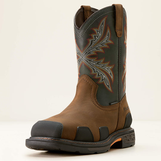 Ariat Men's OverDrive 11" Wide Square Toe Composite Toe Work Boot - Brown/Rough Stone - 10053644 - Overlook Boots