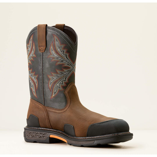 Ariat Men's OverDrive 11" Wide Square Toe Composite Toe Work Boot - Brown/Rough Stone - 10053644 7 / Medium / Brown - Overlook Boots