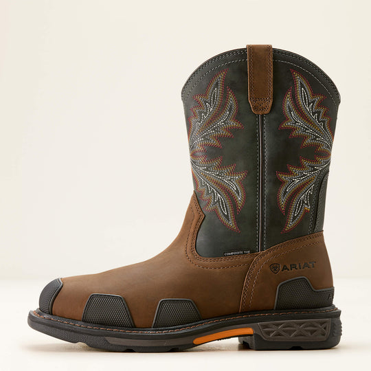 Ariat Men's OverDrive 11" Wide Square Toe Composite Toe Work Boot - Brown/Rough Stone - 10053644 - Overlook Boots