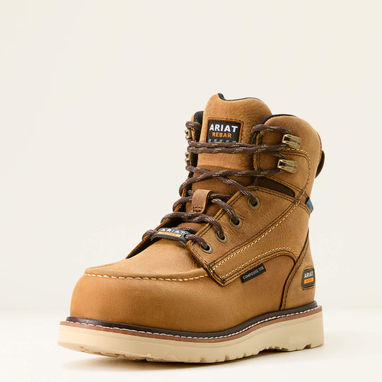 Ariat Women's Rebar Moc Toe Waterproof Wedge Work Boot -Brown- 10053717 - Overlook Boots