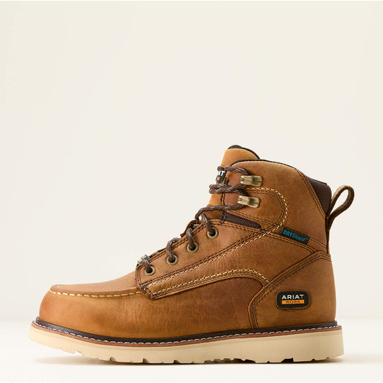 Ariat Women's Rebar Moc Toe Waterproof Wedge Work Boot -Brown- 10053718 - Overlook Boots