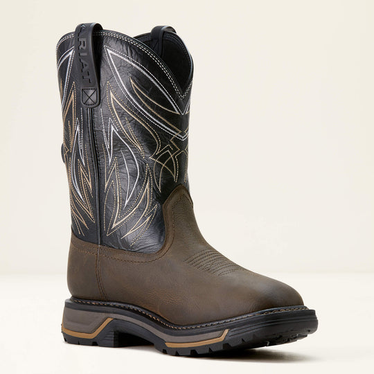 Ariat Men's Big Rig BOA 11" Soft Toe Waterproof Western Work Boot - Iron Coffee/Black - 10053777 6 / Wide / Brown - Overlook Boots