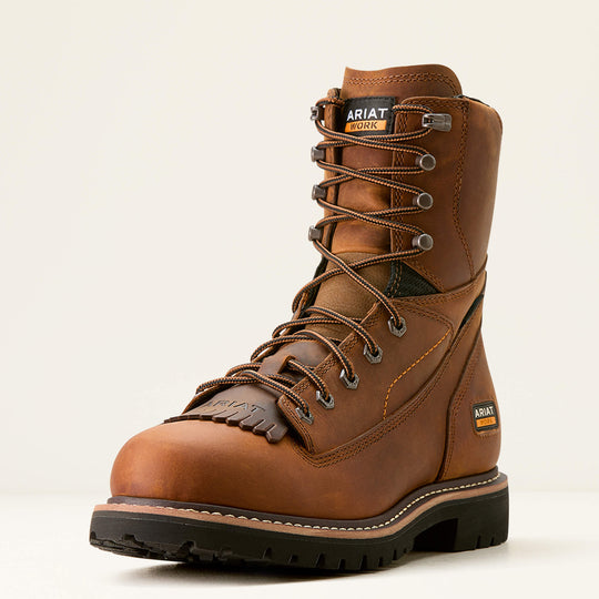 Ariat Men's Longview Shock Shield 8" Soft Toe Waterproof Lace-Up Work Boot - Copper Brown - 10053818 - Overlook Boots