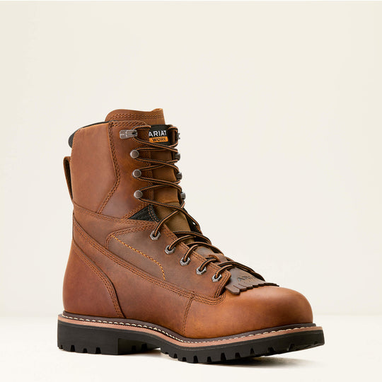 Ariat Men's Longview Shock Shield 8" Soft Toe Waterproof Lace-Up Work Boot - Copper Brown - 10053818 - Overlook Boots