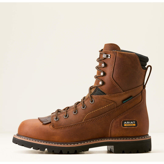 Ariat Men's Longview Shock Shield 8" Soft Toe Waterproof Lace-Up Work Boot - Copper Brown - 10053818 - Overlook Boots