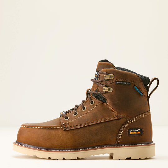 Ariat Women's Rebar Lift 6" Composite Toe Waterproof Lace-Up Work Boot - Distressed Brown - 10053821 - Overlook Boots