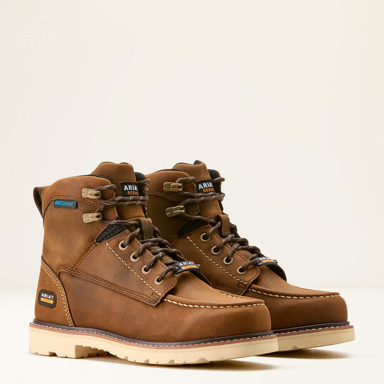 Ariat Women's Rebar Lift 6" Soft Toe Waterproof Work Boot- Brown- 10053822 5.5 / Medium / Brown - Overlook Boots