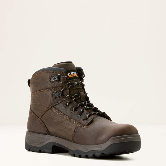 Ariat Men's Turbo Duratread 6" Round toe Waterproof Slip Resistance Work Boot - Brown - 10054293 7 / Medium / Dark Brown - Overlook Boots