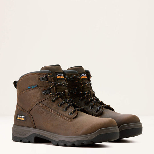 Ariat Men's Turbo Duratread 6" Round toe Waterproof Slip Resistance Work Boot - Brown - 10054293 - Overlook Boots