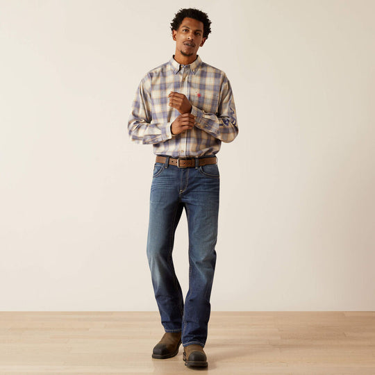 Ariat Men's FR Crenshaw Logo Work Shirt - MoonBeam - 10054460 - Overlook Boots