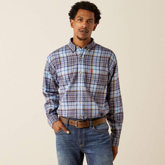 Ariat Men's Flame Resistant Cienega Work Shirt - Blue - 10054464 Small / Placid Blue - Overlook Boots