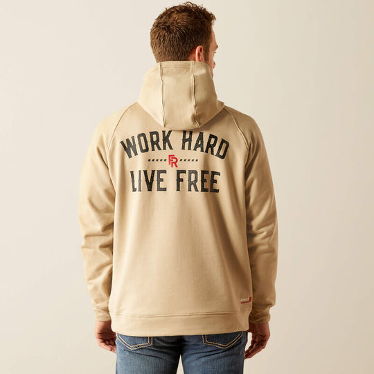 Ariat DuraStretch Work Hard Live Free Sudadera con Capucha para Hombre, Resistente al Fuego (FR) - Silver - 10054604 - Imagen 6