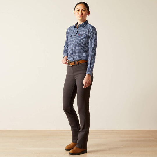 Ariat Women's FR Beverly Snap Western Work Shirt - Navy - 10054629 - Overlook Boots