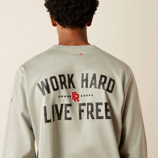 Ariat Work Hard Live Free Playera para Hombre, Resistente al Fuego (FR) - Dove - 10055031 - Imagen 4