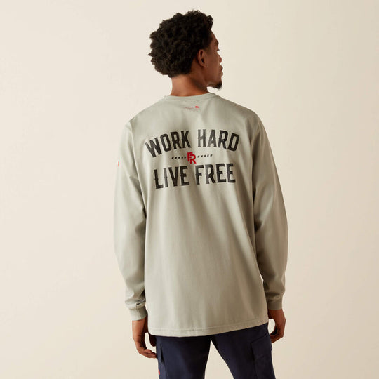 Ariat Work Hard Live Free Playera para Hombre, Resistente al Fuego (FR) - Dove - 10055031 - Imagen 5
