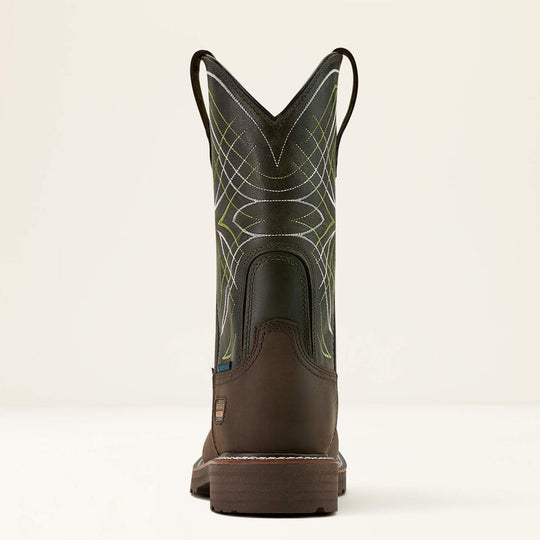 Ariat Men's Activator 11" Steel Toe Waterproof Western Work Boot- Brown/Green- 10060892 - Overlook Boots