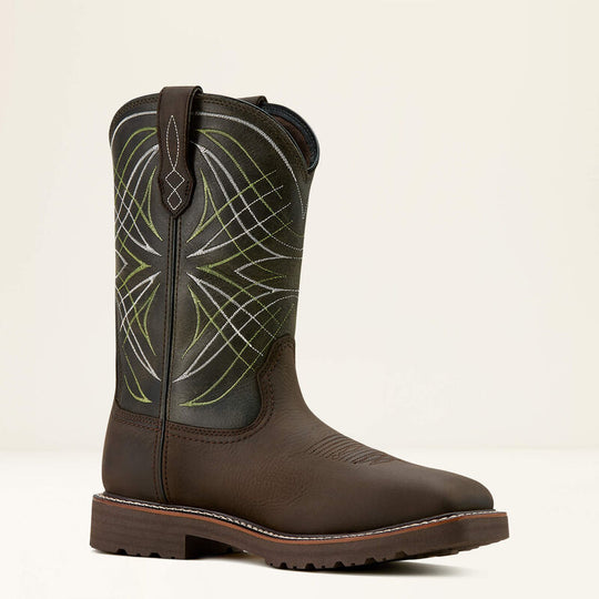 Ariat Men's Activator 11" Steel Toe Waterproof Western Work Boot- Brown/Green- 10060892 7 / Medium / Brown - Overlook Boots
