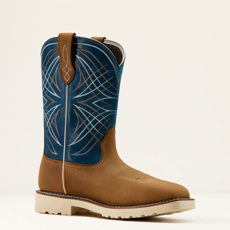 Ariat Men's Activator 11" Steel Toe Waterproof Work Boot - Dusted Brown/Basin Blue - 10060893 7 / Medium / Brown - Overlook Boots