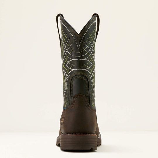 Ariat Men's Activator 11" Wide Square Toe Waterproof Work Boot - Dark Brown/Green - 10060894 - Overlook Boots