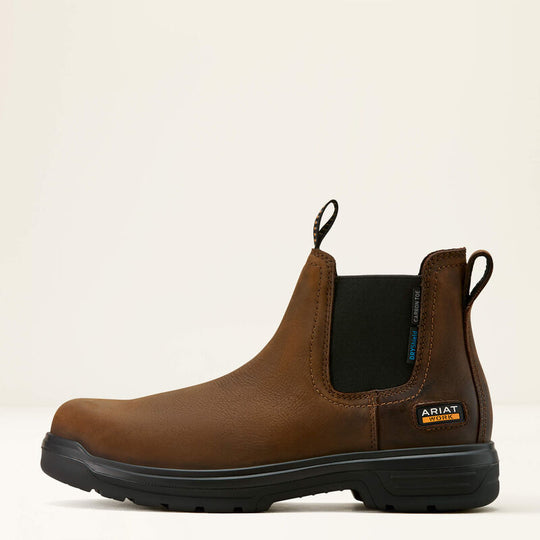 Ariat Men's Turbo CSA 6" Carbon Toe Waterproof Chelsea Work Boot - Rich Brown - 10060897 - Overlook Boots