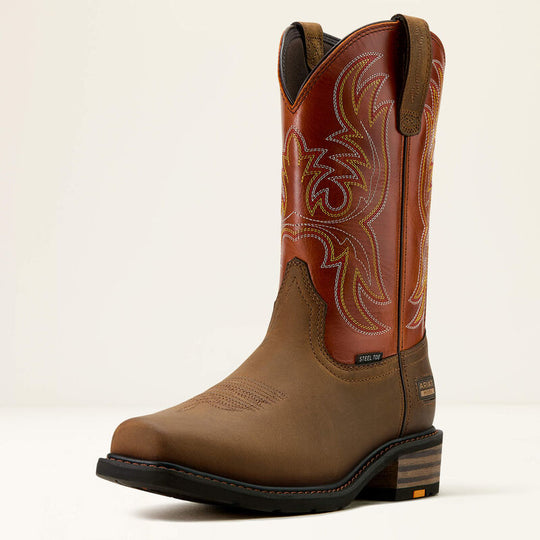 Ariat Men's Ironside Square Toe Steel Toe 11" Slip Resistant Work Boot - Dark Earthbrick - 10061252 - Overlook Boots