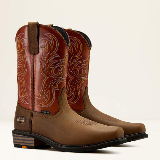 Ariat Men's Ironside Square Toe Steel Toe 11" Slip Resistant Work Boot - Dark Earthbrick - 10061252 - Overlook Boots