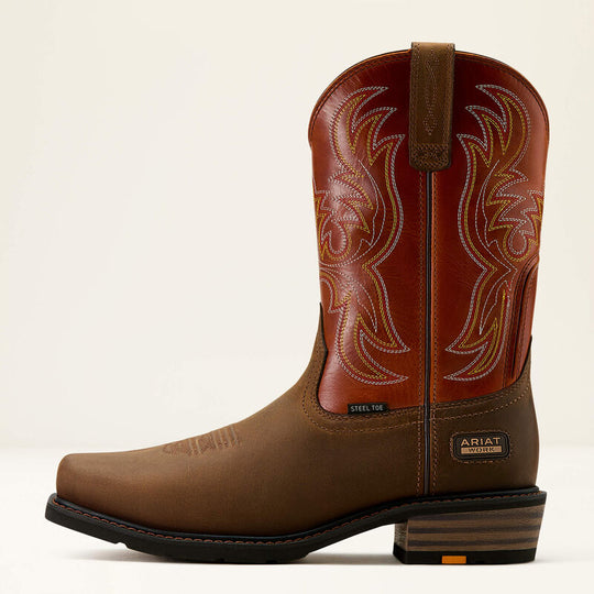 Ariat Men's Ironside Square Toe Steel Toe 11" Slip Resistant Work Boot - Dark Earthbrick - 10061252 - Overlook Boots
