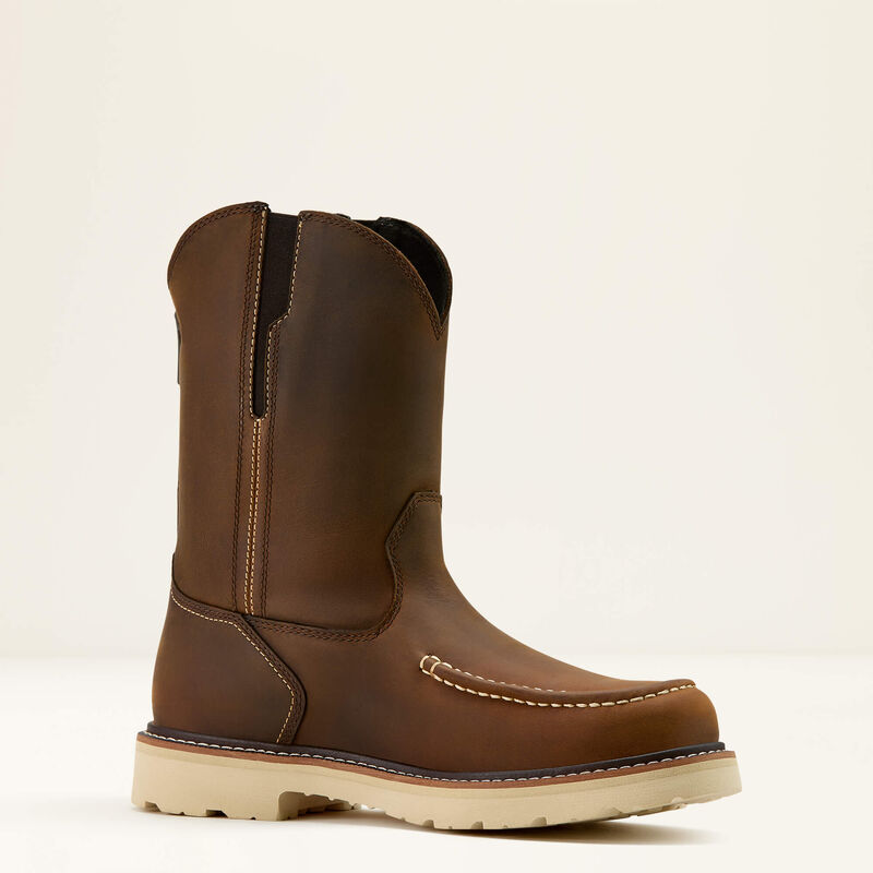 Ariat Men's Rebar Lift 10" Moc Toe Slip Resist Western Work Boot - Brown - 10061286 6 / Medium / Brown - Overlook Boots