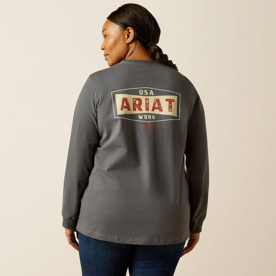 Ariat FR Pima Stretch US Logo Capa Base para Mujer - Carbón - 10062317 - Imagen 5