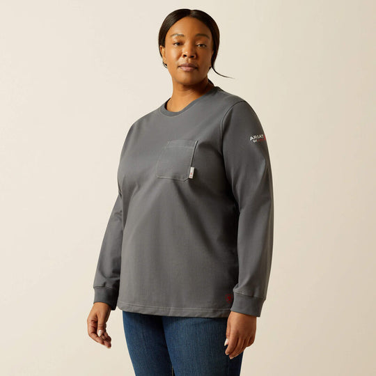Ariat FR Pima Stretch US Logo Capa Base para Mujer - Carbón - 10062317 - Imagen 4