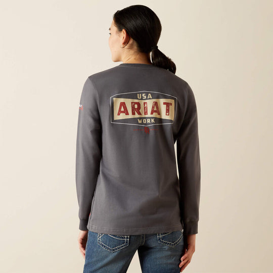 Ariat FR Pima Stretch US Logo Capa Base para Mujer - Carbón - 10062317 - Imagen 6