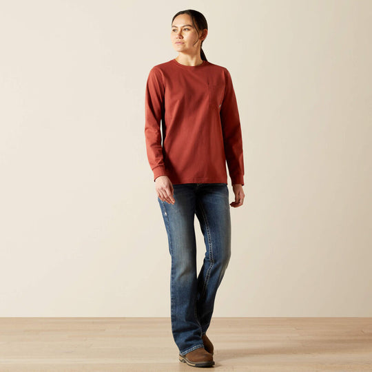 Ariat Women's FR Pima Stretch US Logo Baselayer - Red - 10062318 - Overlook Boots