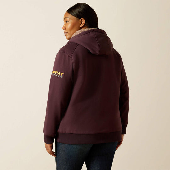 Ariat Rebar Sudadera de Sherpa para Mujer, Cierre Completo, Para Todo Clima, Con Capucha - Fudge - 10062329 - Imagen 5