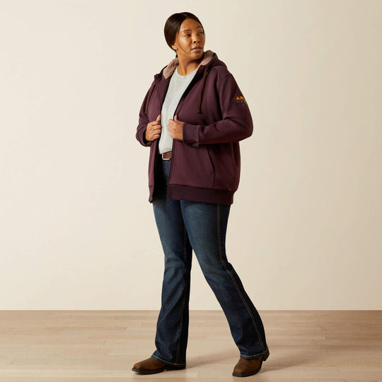 Ariat Rebar Sudadera de Sherpa para Mujer, Cierre Completo, Para Todo Clima, Con Capucha - Fudge - 10062329 - Imagen 3