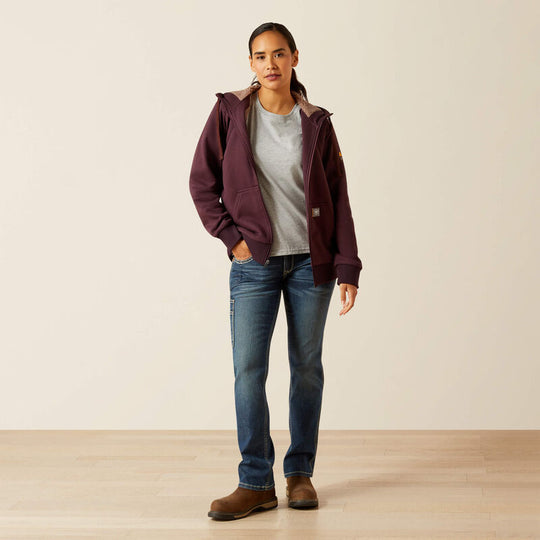 Ariat Rebar Sudadera de Sherpa para Mujer, Cierre Completo, Para Todo Clima, Con Capucha - Fudge - 10062329 - Imagen 4