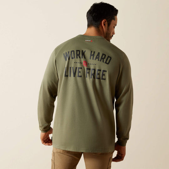 Ariat FR Work Hard Live Free Playera para Hombre - Grape - 10062334 - Imagen 4