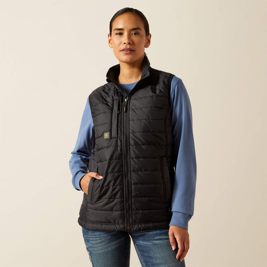 Ariat Women's Rebar Ripstop Lightweight Insulated Vest - Black - 10062722 X-Small / Black - Overlook Boots