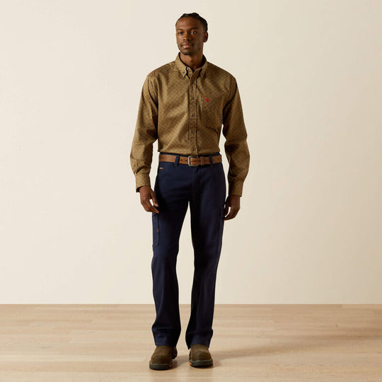 Ariat Men's Flame Resistant Deniro Work Shirt - Khaki - 10062743 - Overlook Boots