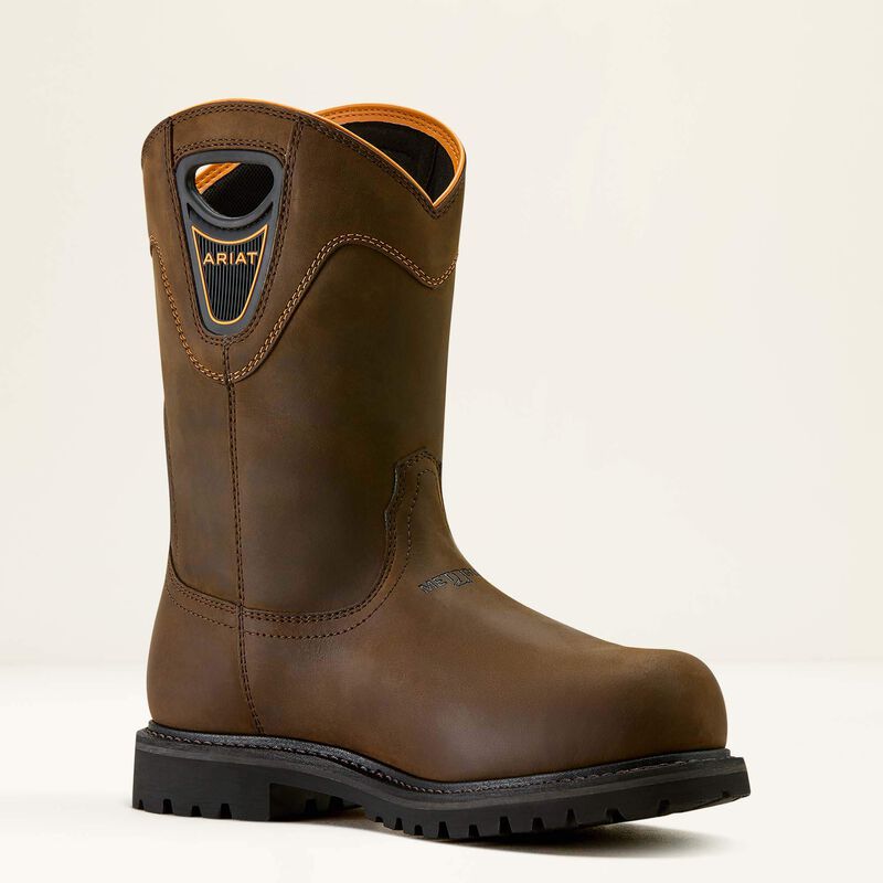 Ariat Men's Longview Shock Shield Comp Toe MetGuard Waterproof Work Boot - Brown - 10063852 7 / Medium / Distressed Brown - Overlook Boots