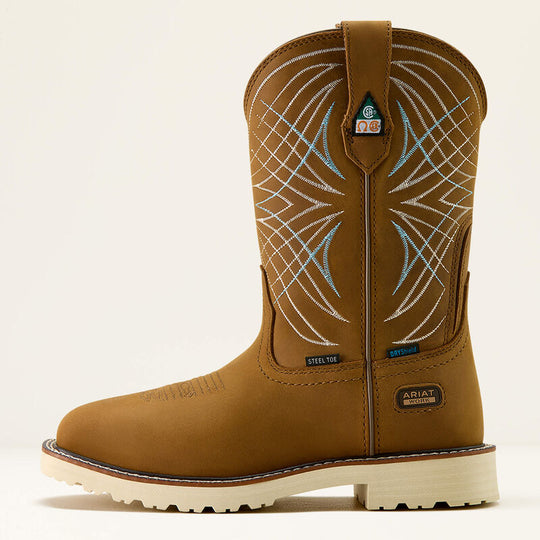 Ariat Women's Activator CSA 10" Square Toe Steel Toe Waterproof Slip Resistant Work Boot - Dusted Brown - 10063856 - Overlook Boots
